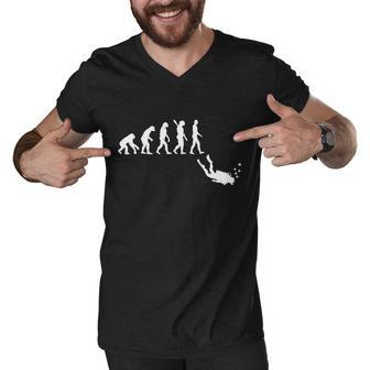 Scuba Diver Evolution Men V-Neck Tshirt - Monsterry CA