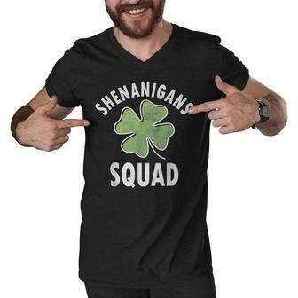 Shenanigans Squad Irish Shamrock Funny Saint Patricks Day Men V-Neck Tshirt - Thegiftio UK