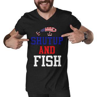 Shut Up And Fish Tshirt Men V-Neck Tshirt - Monsterry