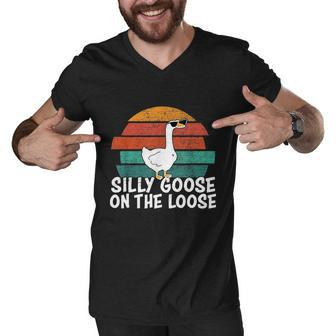 Silly Goose On The Loose Vintage Retro Sunset Tshirt Men V-Neck Tshirt - Monsterry DE