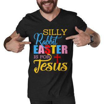 Silly Rabbit Easter Is For Jesus Colorful Cross Men V-Neck Tshirt - Monsterry
