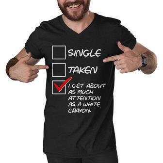 Single Taken White Crayon Men V-Neck Tshirt - Monsterry UK