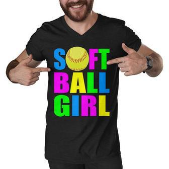 Softball Girl Tshirt Men V-Neck Tshirt - Monsterry UK