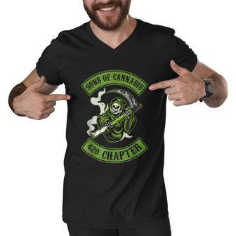 Sons Of Cannabis 420 Chapter Men V-Neck Tshirt - Monsterry