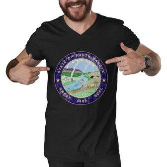 South Dakota Seal Tshirt Men V-Neck Tshirt - Monsterry AU