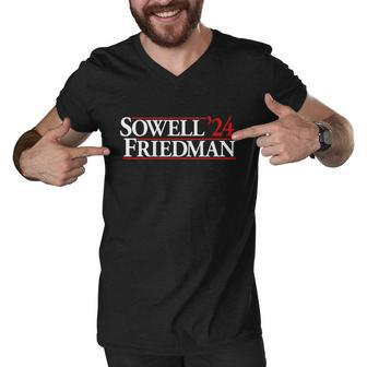 Sowell Friedman 24 Funny Election Men V-Neck Tshirt - Monsterry AU