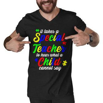 Special Autism Teacher Graphic Design Printed Casual Daily Basic Men V-Neck Tshirt - Thegiftio UK