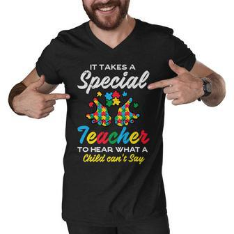 Special Teacher To Hear Child Cant Say Autism Awareness Sped Men V-Neck Tshirt - Seseable