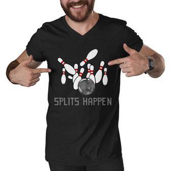 Splits Happen Bowling Tshirt Men V-Neck Tshirt - Monsterry DE