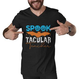 Spook Tacular Teacher Halloween Quote V2 Men V-Neck Tshirt - Monsterry AU