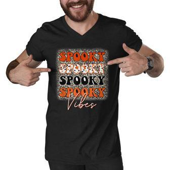 Spooky Vibes Leopard Easy Diy Halloween Costume Retro Men V-Neck Tshirt - Seseable