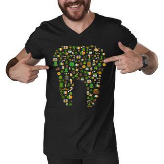 St Patricks Day Leprechaun Tooth Dental Hygiene Dentist Men V-Neck Tshirt - Thegiftio UK