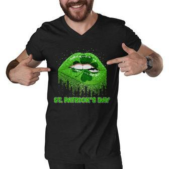 St Patricks Day Shamrock Irish Lips Men V-Neck Tshirt - Monsterry AU