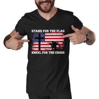 Stand For The Flag Kneel For The Cross Usa Army Tshirt Men V-Neck Tshirt - Monsterry CA