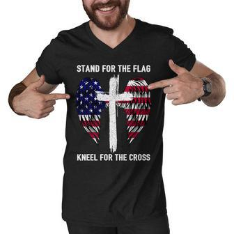 Stand For The Flag Kneel For The Cross Usa Eagle Tshirt Men V-Neck Tshirt - Monsterry DE