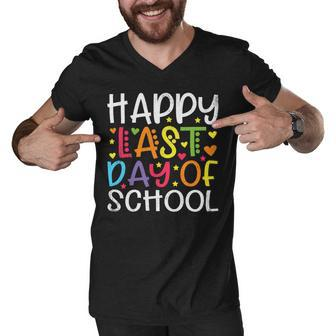 Stars Happy Last Day Of School Cute Graduation Teacher Kids Men V-Neck Tshirt - Seseable