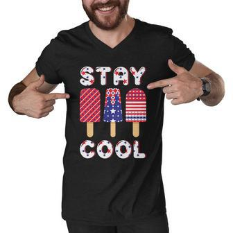 Stay Cool Popsicle Graphic 4Th Of July Plus Size Shirt Men V-Neck Tshirt - Monsterry UK