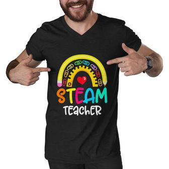 Steam Teacher Rainbow Pencil Back To School Men V-Neck Tshirt - Monsterry