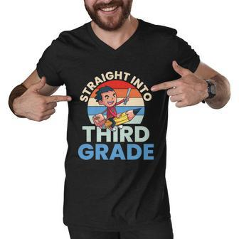 Straight Into 3Rd Grade Back To School First Day Of School Men V-Neck Tshirt - Monsterry