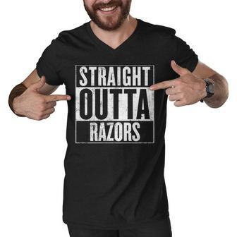 Straight Outta Razors V2 Men V-Neck Tshirt - Seseable