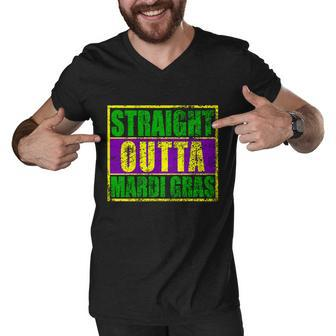 Striaght Outta Mardi Gras New Orleans Party T-Shirt Graphic Design Printed Casual Daily Basic Men V-Neck Tshirt - Thegiftio UK