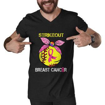 Strike Out Breast Cancer Awareness Softball Fighters Men V-Neck Tshirt - Monsterry UK