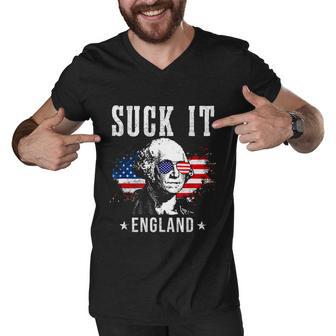 Suck It England Funny 4Th Of July George Washington Men V-Neck Tshirt - Monsterry UK