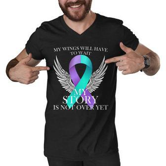 Suicide Prevention Angel Wings Ribbon Men V-Neck Tshirt - Monsterry