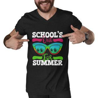 Summer Break 2022 Retro Summer Break Schools Out For Summer Cool Gift Men V-Neck Tshirt - Monsterry