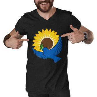 Sunflower Peace Dove Stand With Ukraine End The War Tshirt Men V-Neck Tshirt - Monsterry CA