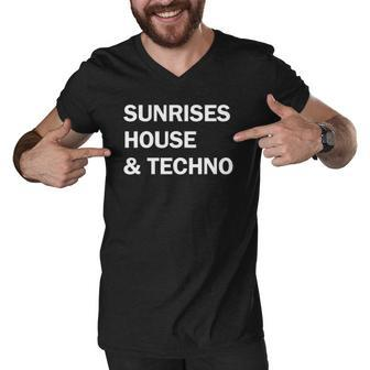 Sunrises House And Techno Men V-Neck Tshirt - Thegiftio UK