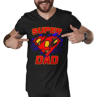 Super Dad Ripped Logo Tshirt Men V-Neck Tshirt - Monsterry