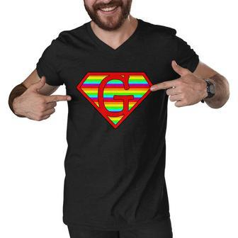 Super Gay Logo Men V-Neck Tshirt - Monsterry DE