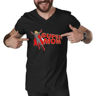 Super Mom Figure T-Shirt Graphic Design Printed Casual Daily Basic Men V-Neck Tshirt - Thegiftio UK