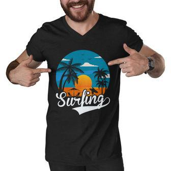 Surfing Summer Sunset Surf Men V-Neck Tshirt - Monsterry DE