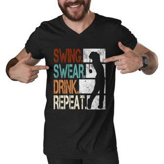 Swing Swear Drink Repeat Men V-Neck Tshirt - Thegiftio UK