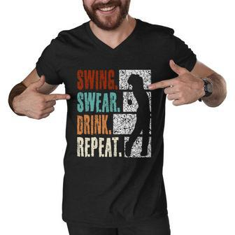 Swing Swear Drink Repeat V2 Men V-Neck Tshirt - Thegiftio UK
