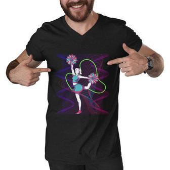 Synthwave Cheerleading Retro 90S Vaporwave Cheerleader Gift Men V-Neck Tshirt - Monsterry UK