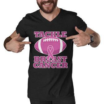 Tackle Breast Cancer Awareness Football Men V-Neck Tshirt - Monsterry UK