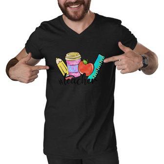 Teacher Life Graphic Plus Size Shirt For Male Female Teacher Men V-Neck Tshirt - Monsterry DE