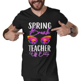 Teacher Relax Spring Beach Off Duty Break Beach Lover V2 Men V-Neck Tshirt - Seseable