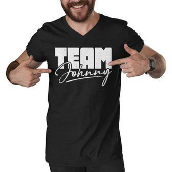 Team Johnny Family First Last Name Men V-Neck Tshirt - Thegiftio UK