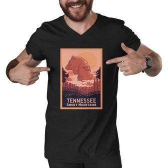 Tennessee Smoky Mountains Men V-Neck Tshirt - Monsterry