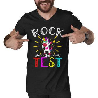 Testing Day Teacher Rock The Test Teaching Students Teachers Men V-Neck Tshirt - Seseable