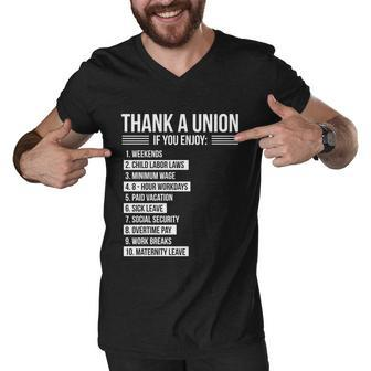 Thank A Union If You Enjoy Labor Day Proud Union Laborer Gift Men V-Neck Tshirt - Thegiftio UK