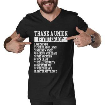 Thank A Union If You Enjoy Labor Day Proud Union Laborer Gift Men V-Neck Tshirt - Thegiftio UK