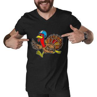 Thanksgiving Football Turkey Tshirt Men V-Neck Tshirt - Monsterry DE