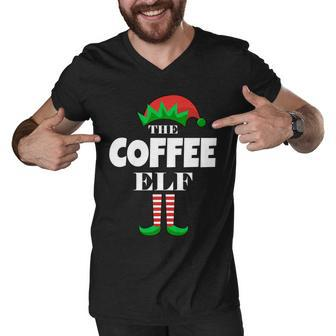 The Coffee Elf Family Matching Christmas Tshirt Men V-Neck Tshirt - Monsterry
