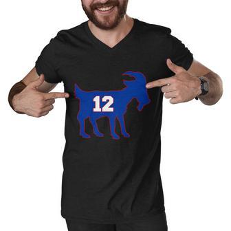 The Goat 12 New England Fan Football Qb Tshirt Men V-Neck Tshirt - Monsterry UK