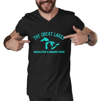 The Great Lakes Unsalted & Shark Gift Funny Free Michigan Gift Vintage Gift Tshirt Men V-Neck Tshirt - Monsterry AU